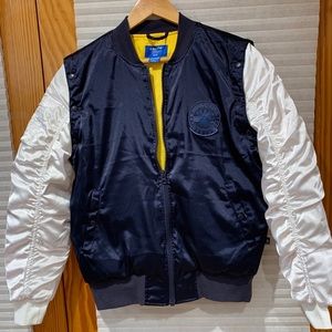 Adidas wmn navy/white jacket/vest puff satin feel